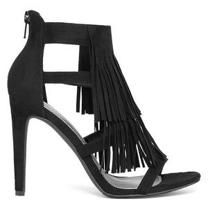 Black Fringe Heels